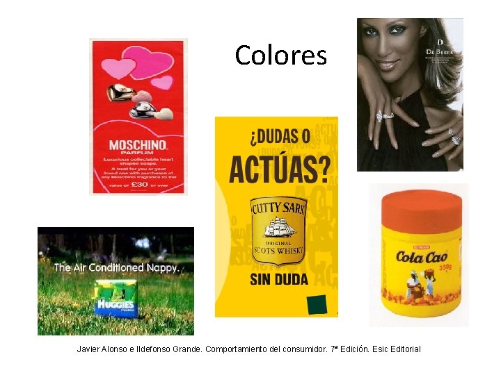 Colores Javier Alonso e Ildefonso Grande. Comportamiento del consumidor. 7ª Edición. Esic Editorial 