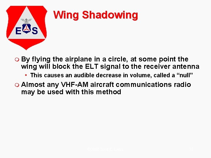 Wing Shadowing m By flying the airplane in a circle, at some point the