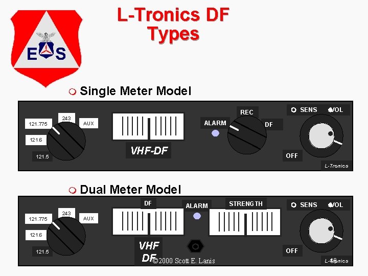 L-Tronics DF Types m Single 243 121. 775 Meter Model m SENS REC ALARM