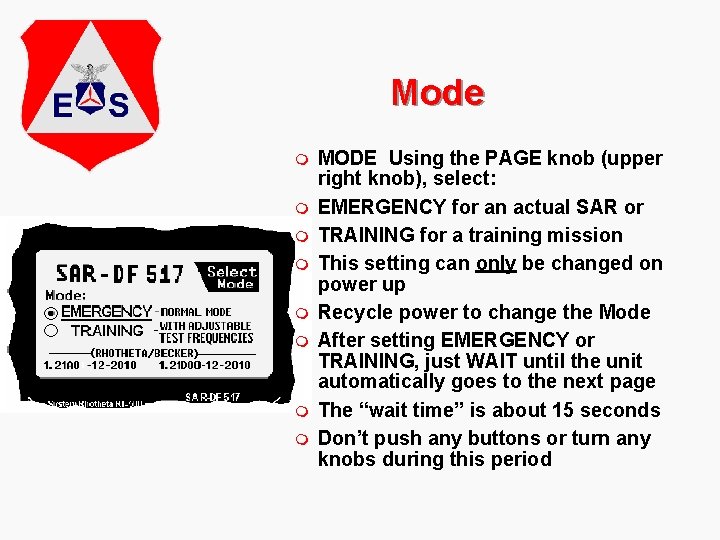 Mode m m m m MODE Using the PAGE knob (upper right knob), select: