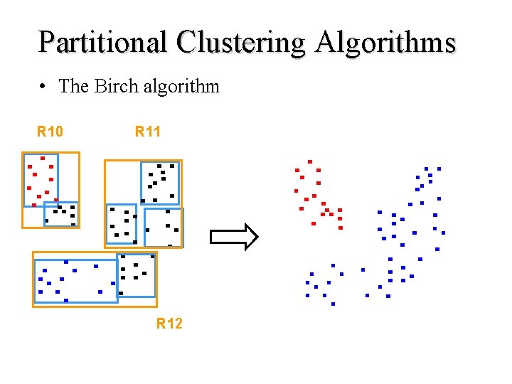 Partitional Clustering Algorithms • The Birch algorithm R 10 R 11 R 12 