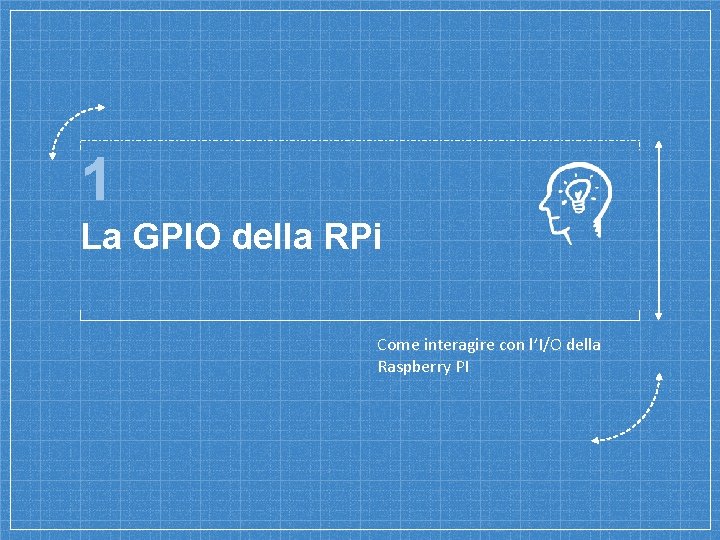1 La GPIO della RPi Come interagire con l’I/O della Raspberry PI 1 La GPIO della RPi Come interagire con l’I/O della Raspberry PI
