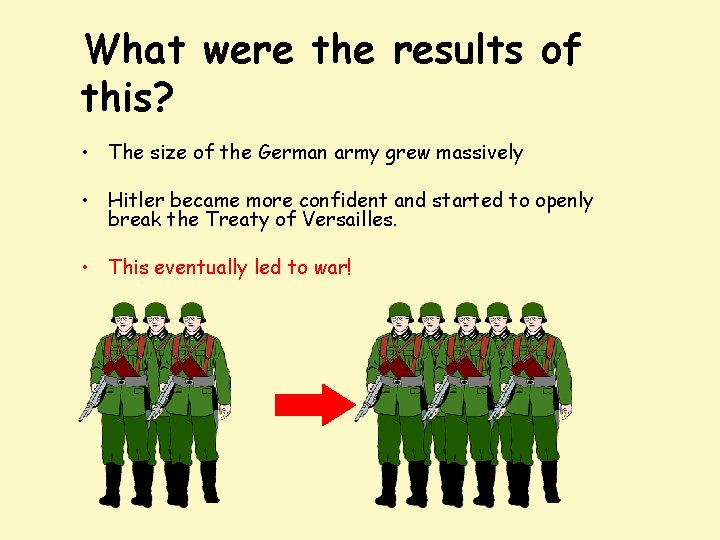 What were the results of this? • The size of the German army grew