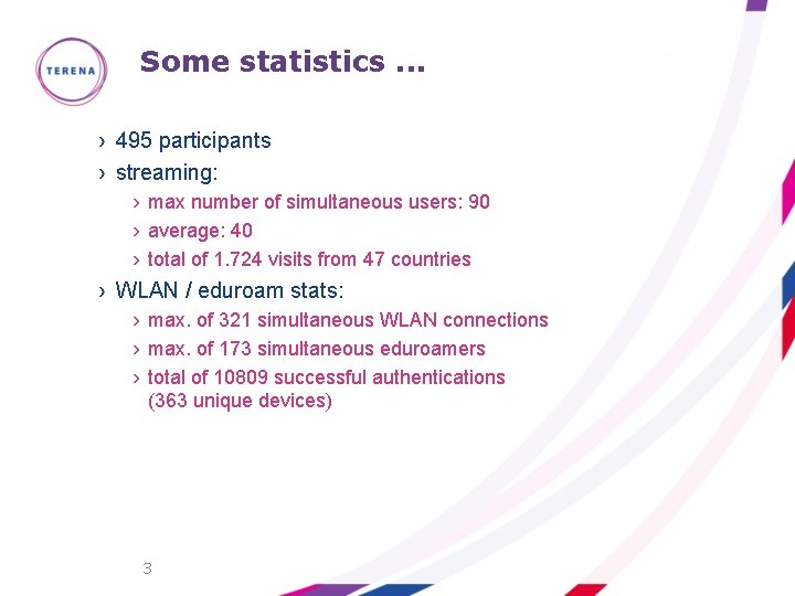 Some statistics. . . › 495 participants › streaming: › max number of simultaneous