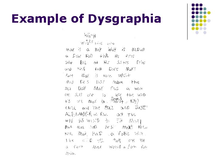 Example of Dysgraphia 