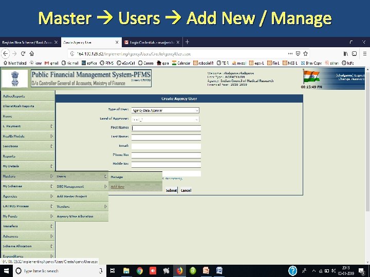 Master Users Add New / Manage 