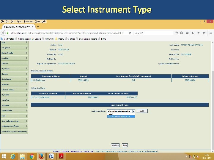 Select Instrument Type 56 