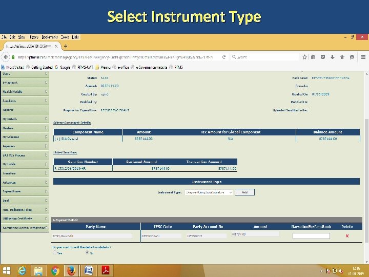 Select Instrument Type 57 