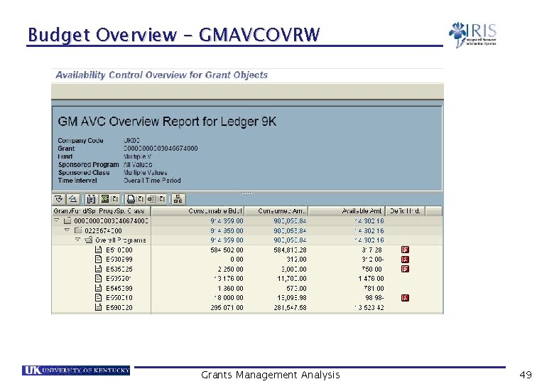 Budget Overview - GMAVCOVRW Grants Management Analysis 49 