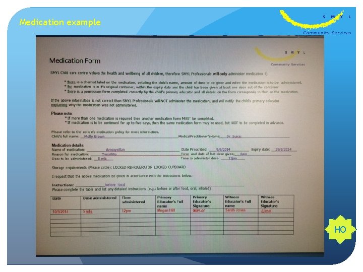 Medication example HO 