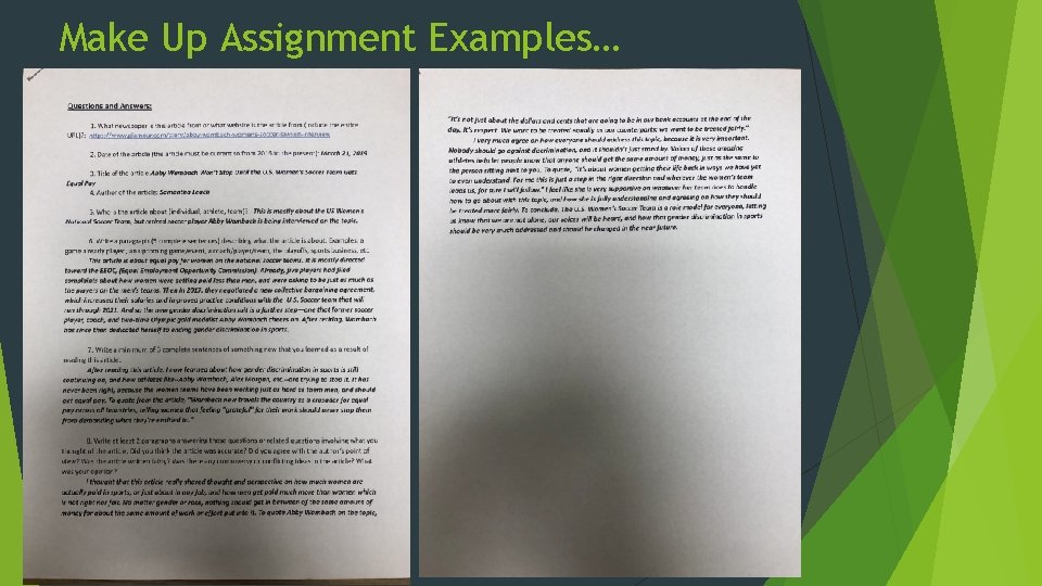 Make Up Assignment Examples… 