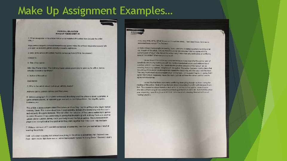 Make Up Assignment Examples… 