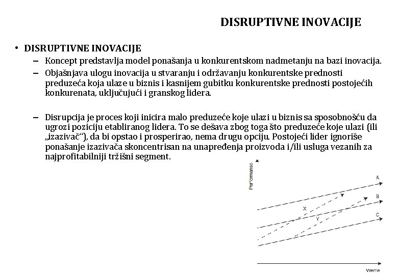 DISRUPTIVNE INOVACIJE • DISRUPTIVNE INOVACIJE – Koncept predstavlja model ponašanja u konkurentskom nadmetanju na