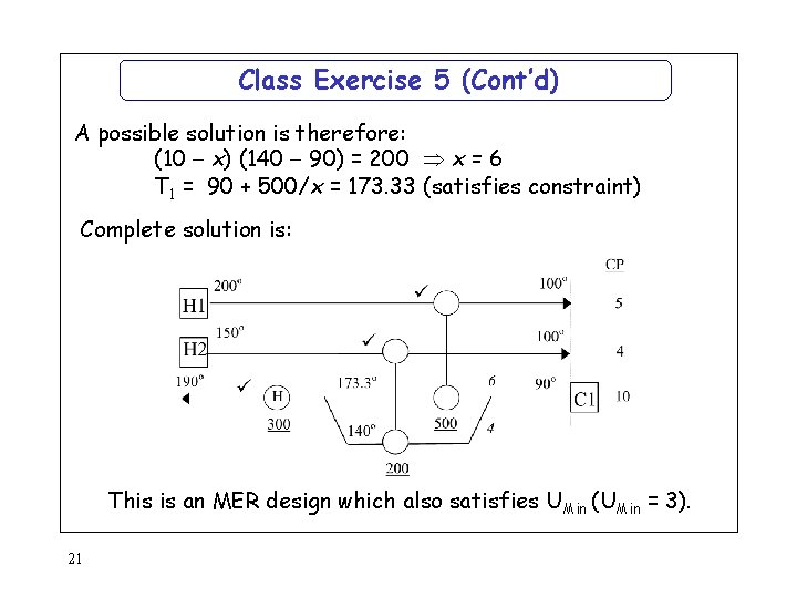 Class Exercise 5 (Cont’d) A possible solution is therefore: (10 x) (140 90) =