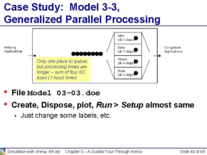 Case Study: Model 3 -3, Generalized Parallel Processing Only one place to queue, but Case Study: Model 3 -3, Generalized Parallel Processing Only one place to queue, but