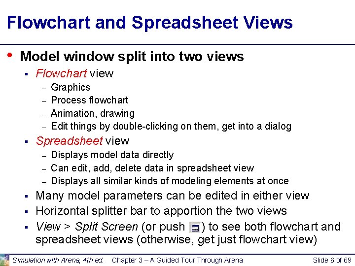 Flowchart and Spreadsheet Views • Model window split into two views § Flowchart view Flowchart and Spreadsheet Views • Model window split into two views § Flowchart view
