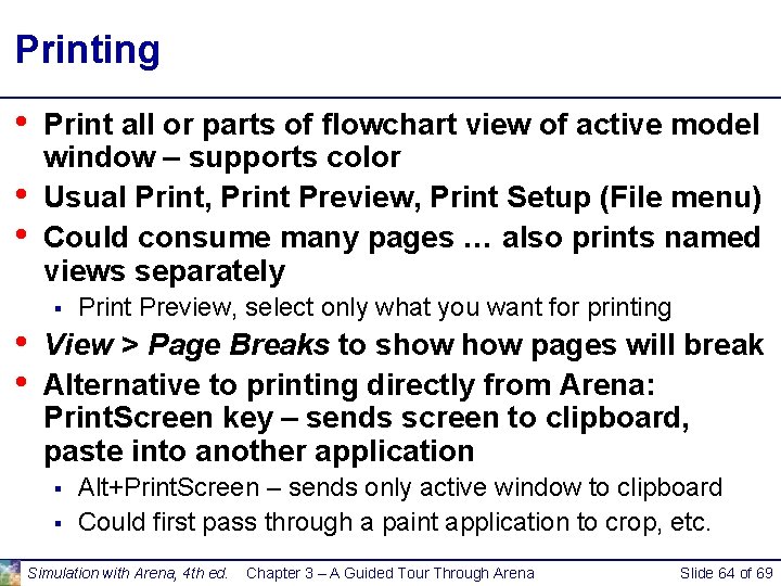 Printing • • • Print all or parts of flowchart view of active model Printing • • • Print all or parts of flowchart view of active model