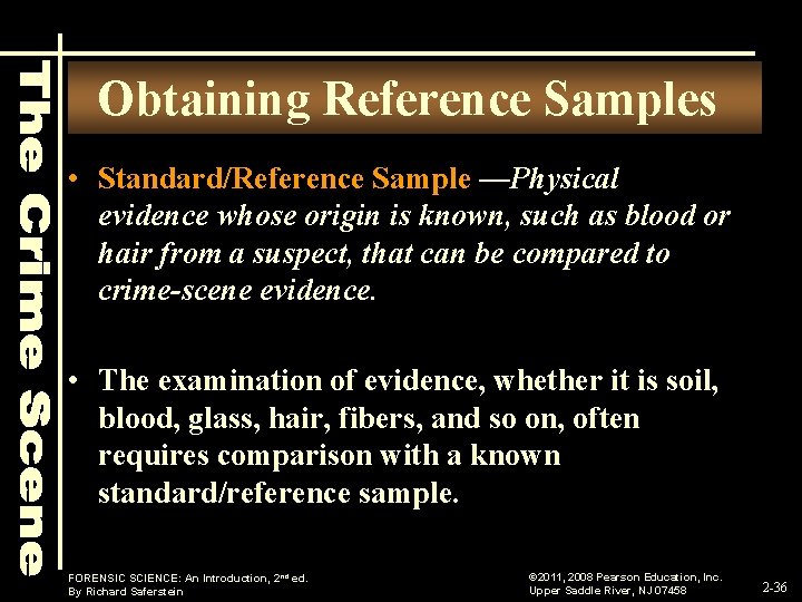 Obtaining Reference Samples • Standard/Reference Sample —Physical evidence whose origin is known, such as