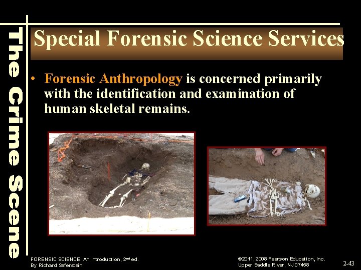 Special Forensic Science Services • Forensic Anthropology is concerned primarily with the identification and