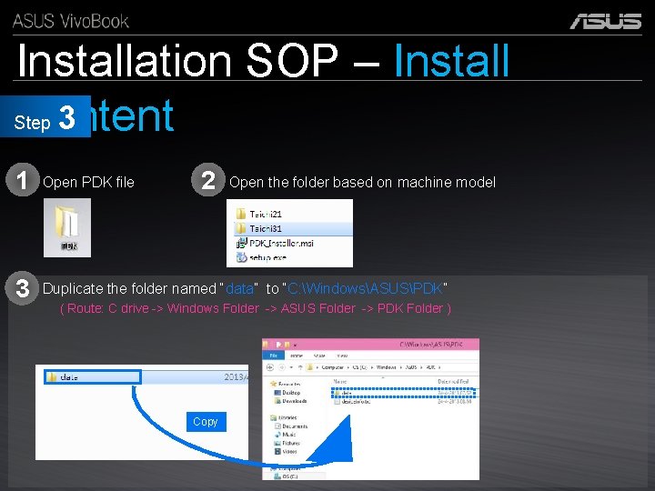 Installation SOP – Install 3 Content Step 1 Open PDK file 2 3 Duplicate