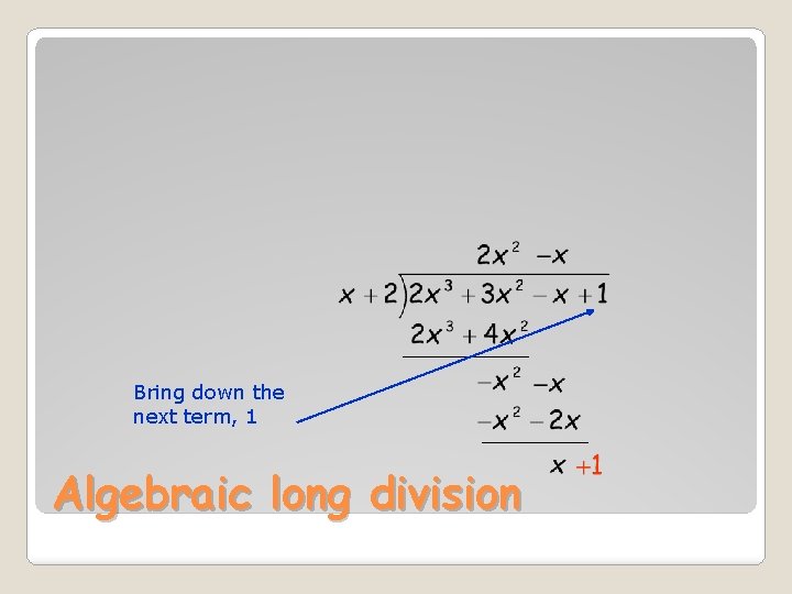 Bring down the next term, 1 Algebraic long division 