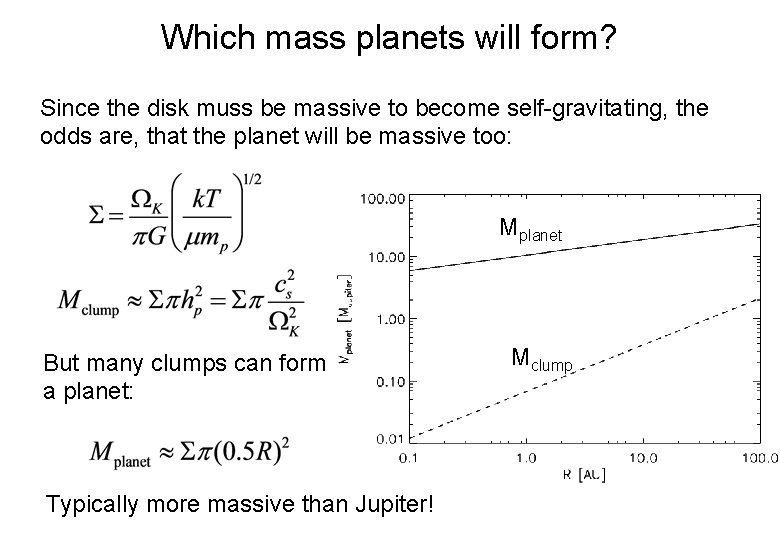 Which mass planets will form? Since the disk muss be massive to become self-gravitating,