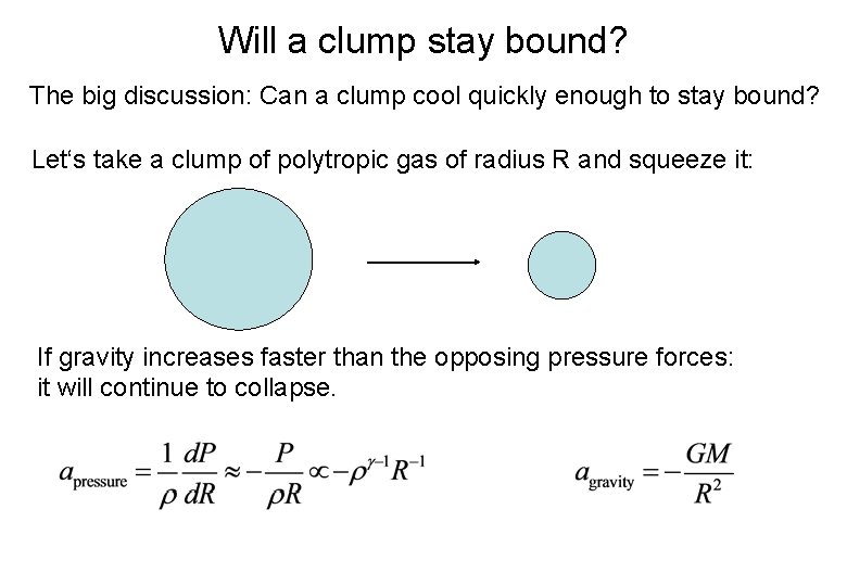 Will a clump stay bound? The big discussion: Can a clump cool quickly enough