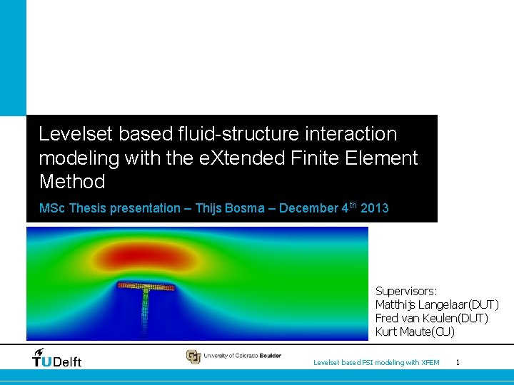 Levelset based fluid-structure interaction modeling with the e. Xtended Finite Element Method MSc Thesis