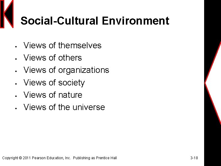 Social-Cultural Environment § § § Views of themselves Views of others Views of organizations