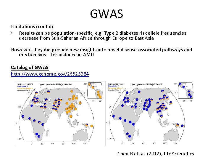 GWAS Limitations (cont’d) • Results can be population-specific, e. g. Type 2 diabetes risk