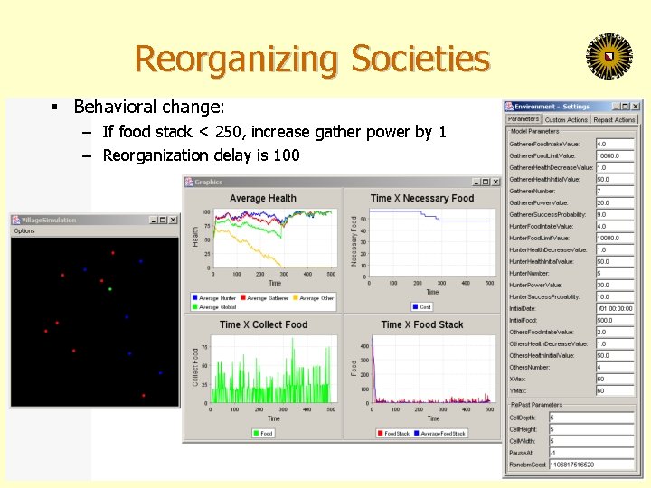 Reorganizing Societies § Behavioral change: – If food stack < 250, increase gather power