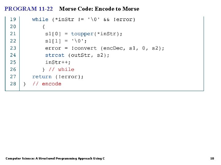 PROGRAM 11 -22 Morse Code: Encode to Morse Computer Science: A Structured Programming Approach