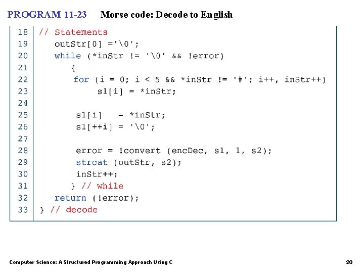 PROGRAM 11 -23 Morse code: Decode to English Computer Science: A Structured Programming Approach