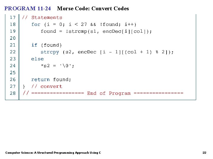 PROGRAM 11 -24 Morse Code: Convert Codes Computer Science: A Structured Programming Approach Using