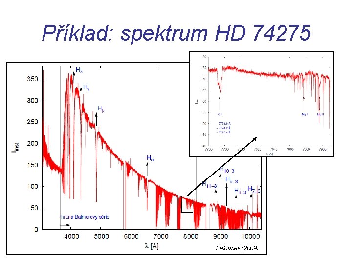 Příklad: spektrum HD 74275 Palounek (2009) 
