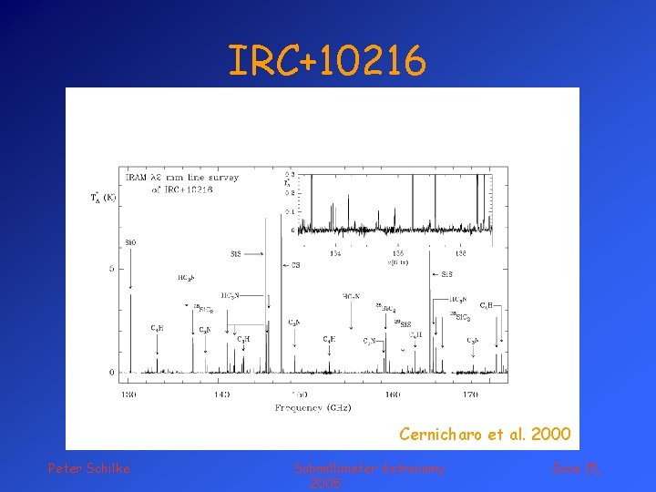 IRC+10216 Cernicharo et al. 2000 Peter Schilke Submillimeter Astronomy 2005 June 15, 