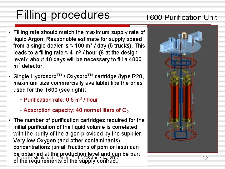 Filling procedures T 600 Purification Unit • Filling rate should match the maximum supply