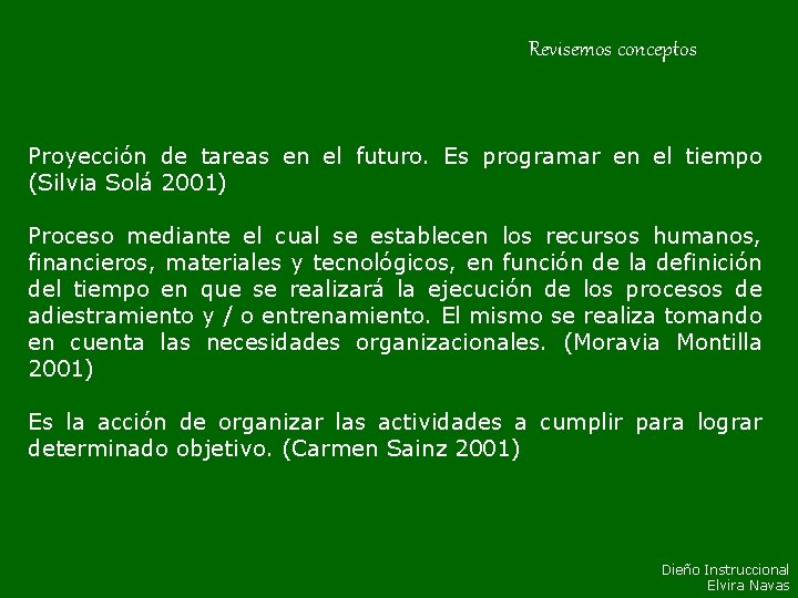 Revisemos conceptos Proyección de tareas en el futuro. Es programar en el tiempo (Silvia Revisemos conceptos Proyección de tareas en el futuro. Es programar en el tiempo (Silvia