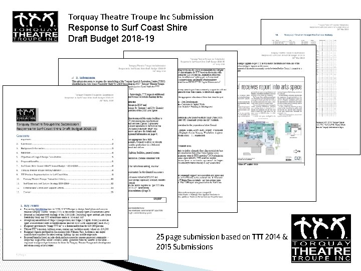 Torquay Theatre Troupe Inc Submission Response to Surf Coast Shire Draft Budget 2018 -19