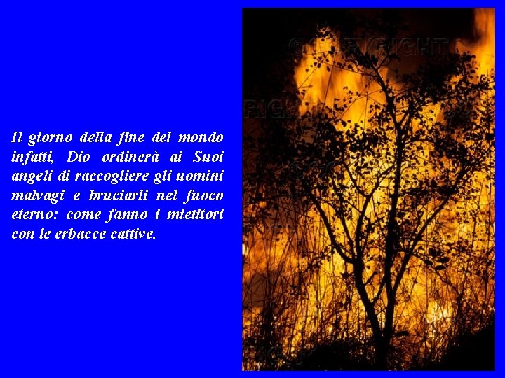 Il giorno della fine del mondo infatti, Dio ordinerà ai Suoi angeli di raccogliere