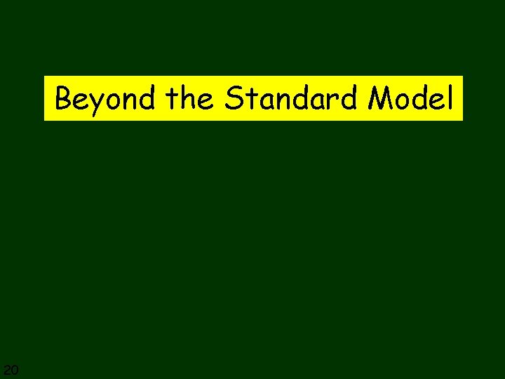 Beyond the Standard Model 20 