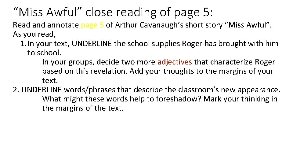 “Miss Awful” close reading of page 5: Read annotate page 5 of Arthur Cavanaugh’s “Miss Awful” close reading of page 5: Read annotate page 5 of Arthur Cavanaugh’s