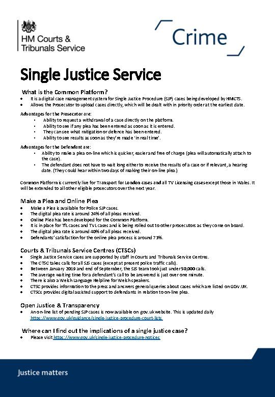 Single Justice Service What is the Single Justice