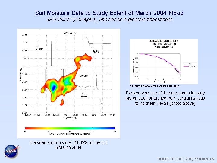 Soil Moisture Data to Study Extent of March 2004 Flood JPL/NSIDC (Eni Njoku), http: