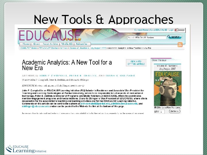 New Tools & Approaches 