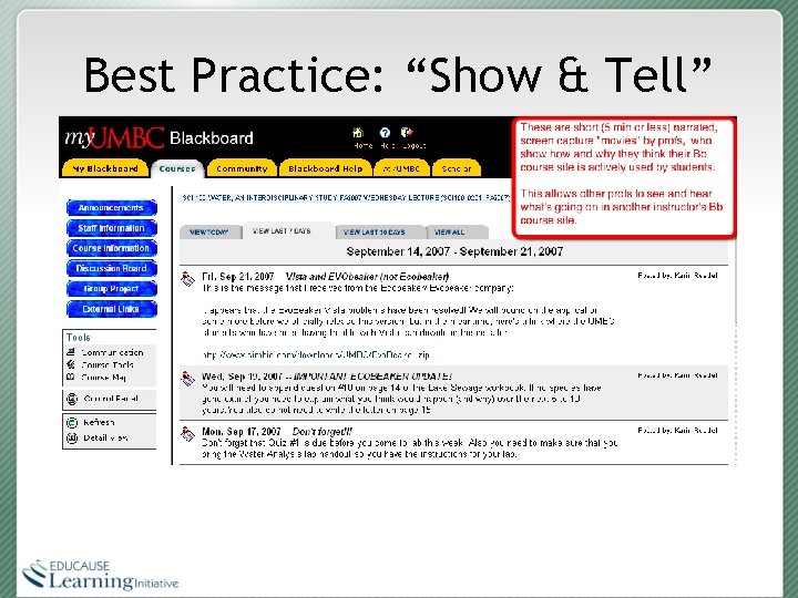 Best Practice: “Show & Tell” 