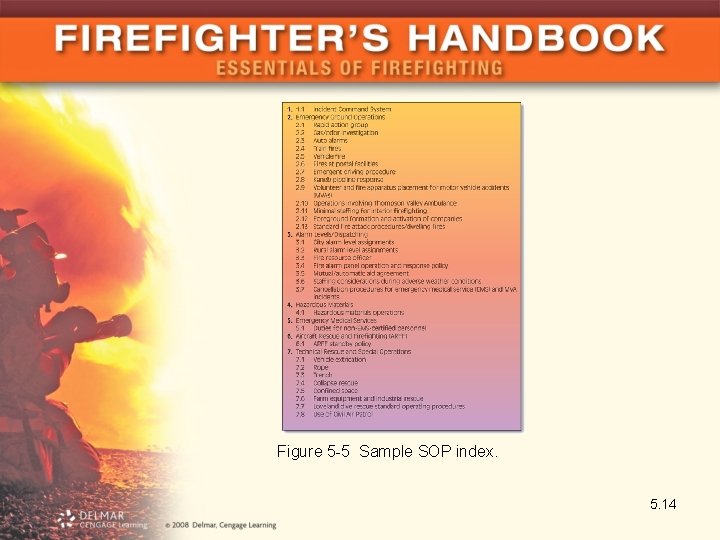 Figure 5 -5 Sample SOP index. 5. 14 