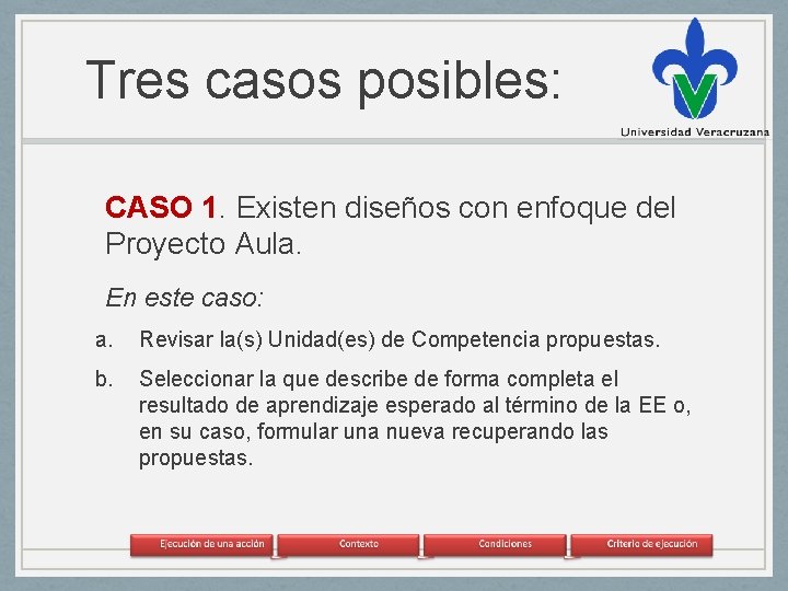 Tres casos posibles: CASO 1. Existen diseños con enfoque del Proyecto Aula. En este