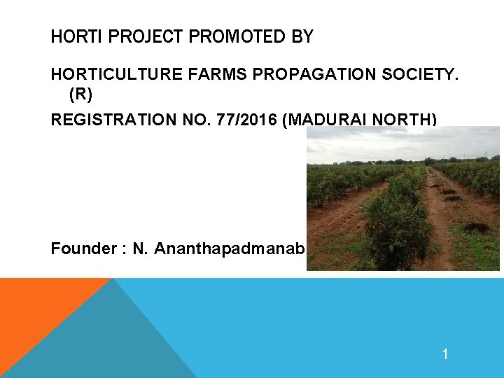 HORTI PROJECT PROMOTED BY HORTICULTURE FARMS PROPAGATION SOCIETY. (R) REGISTRATION NO. 77/2016 (MADURAI NORTH)