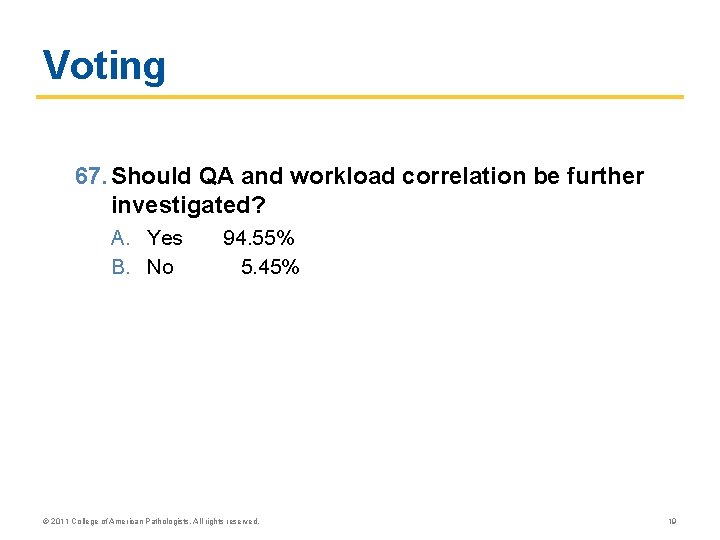 Voting 67. Should QA and workload correlation be further investigated? A. Yes B. No